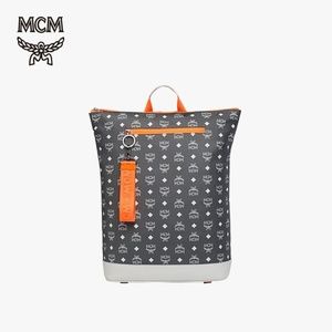 MCM 2019 Resnick White Logo Nylon Backpack